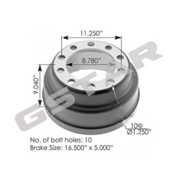 BRAKE DRUM 16.500in X 5.000in